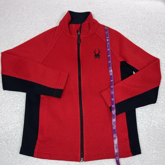 Spyder boys lightweight Full Zip Jacket racing red black small 7/8 - Picture 2 of 9